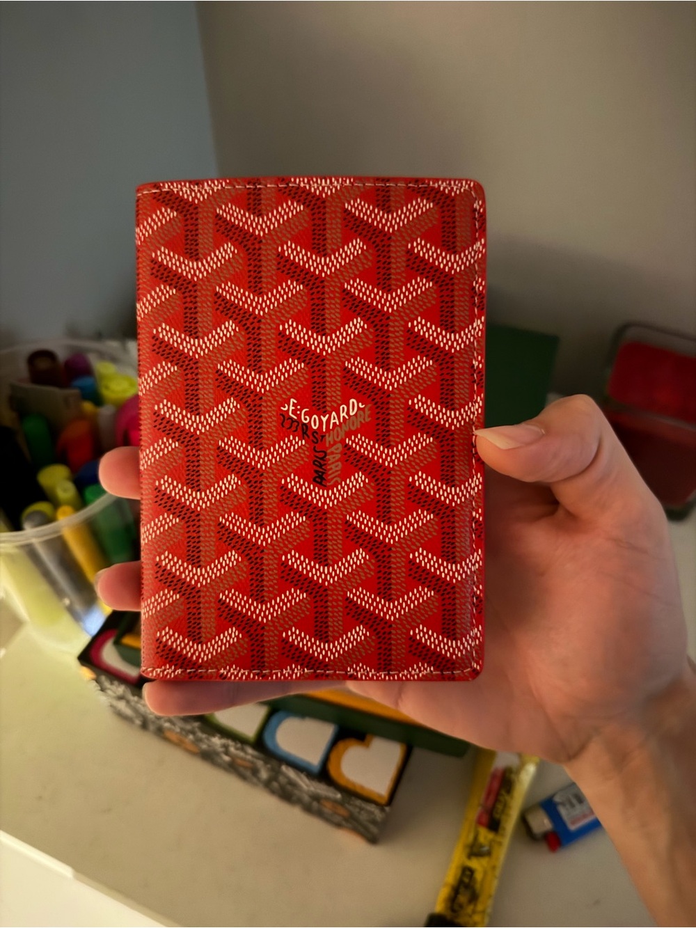 Goyard Red Passport Card Holder - Picture 1 of 5
